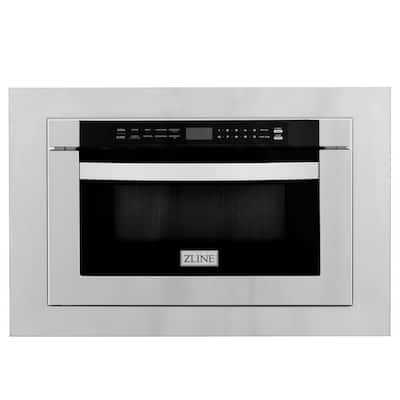 ZLINE 24 in. 1.2 cu. ft. Microwave Drawer with 3 in. Trim Kit in Stainless Steel