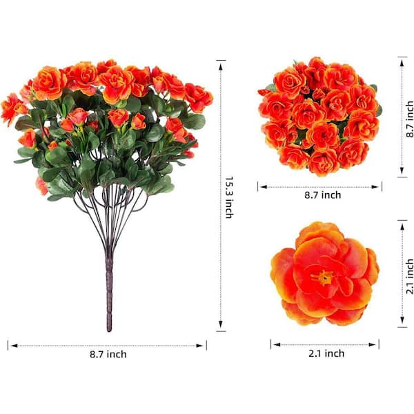 15.3 in. Fake Silk Orange Camellia Artificial Flowers LINBQ112
