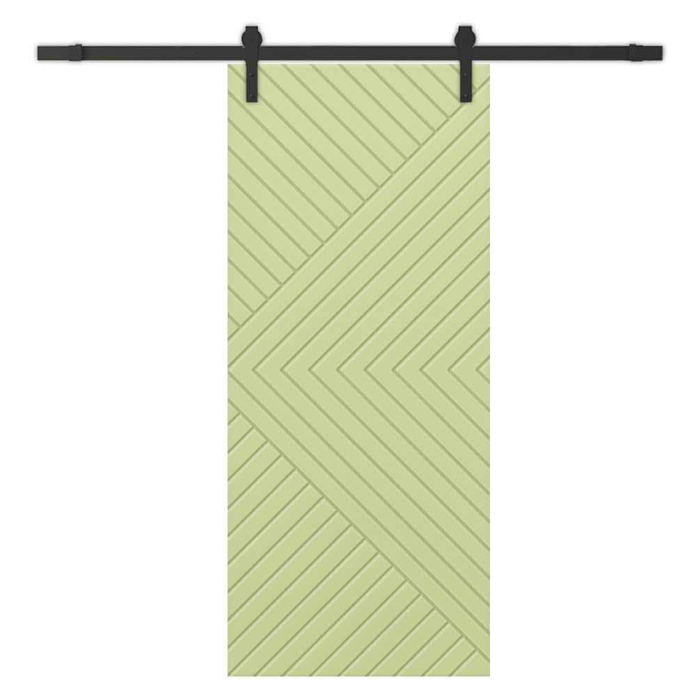 Chevron Arrow 42 in. x 84 in. Fully Assembled Sage Green Painted MDF Modern Sliding Barn Door with Hardware Kit price history on PriceWatchPro