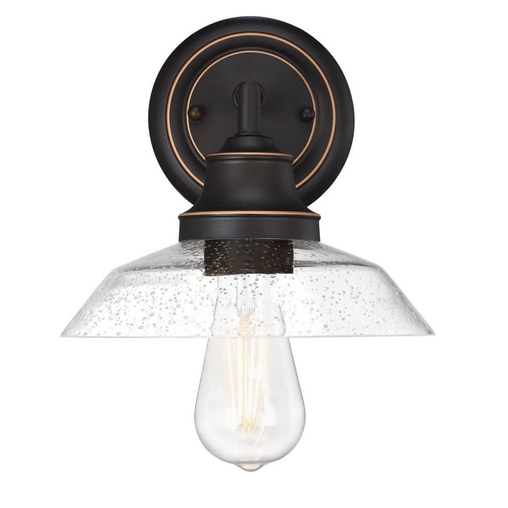 Iron Hill Oil-Rubbed Bronze Wall Sconce with Seeded Glass