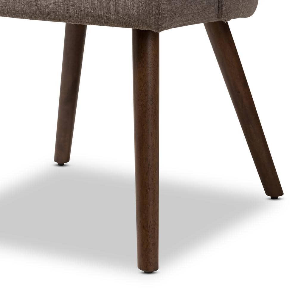 Light Grey Upholstered Parsons Side Chair with Walnut Wood Legs