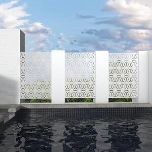 75 x 48 in. White Modern Outdoor Screen Privacy Screen with Star Patterns Wall Decal