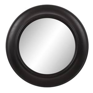 Medium Round Black Beveled Glass Casual Mirror (24.5 in. H x 26 in. W)