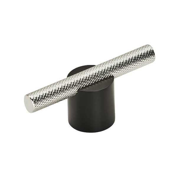 Amerock Transcendent 5/8 in. (16mm) Modern Matte Black/Polished Nickel Bar Cabinet Pull