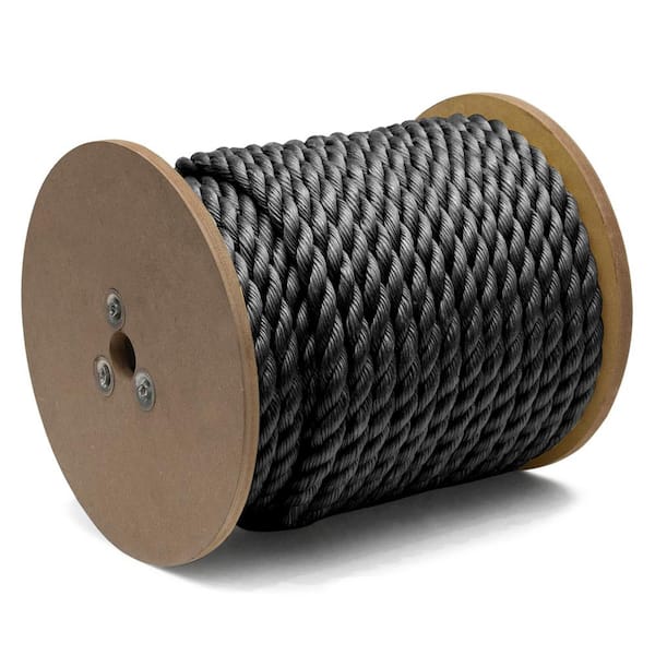 KingCord 3/4 in. x 150 ft. Polypropylene Twisted Rope 3-Strand, Black  310741 - The Home Depot