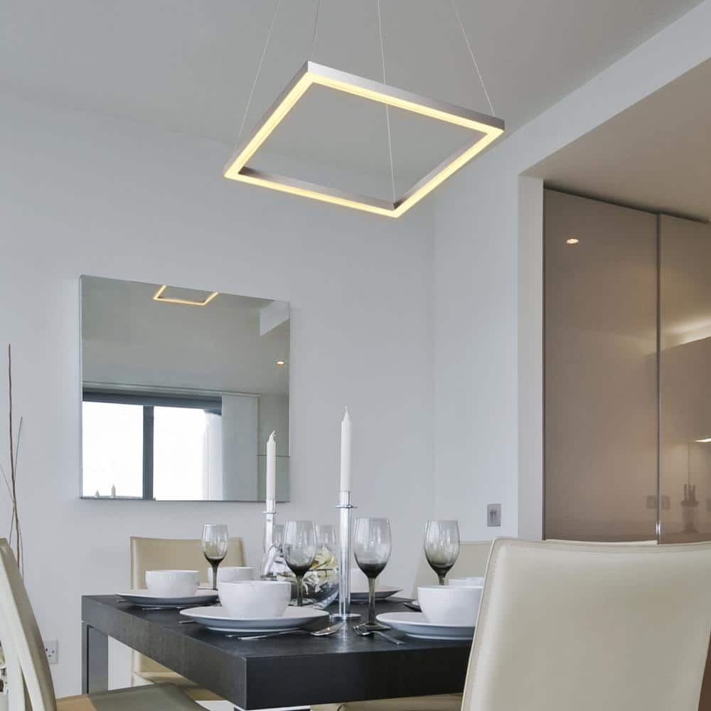 White Crystal 20-Inch Modern Square LED Chandelier