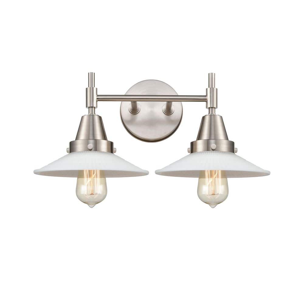 Halophane 18 in. 2-Light Satin Nickel Vanity Light with Glass Shade price history on PriceWatchPro