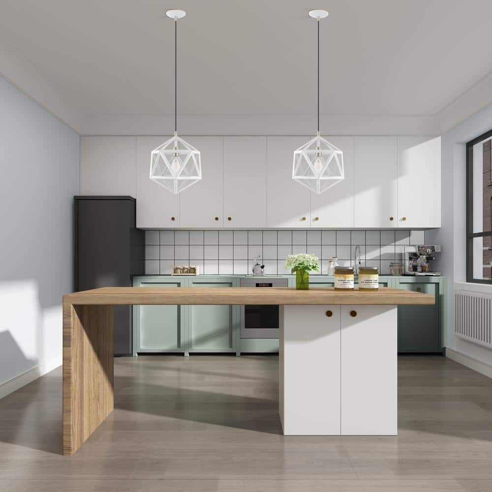 White Geometric Metal Mini Pendant Light