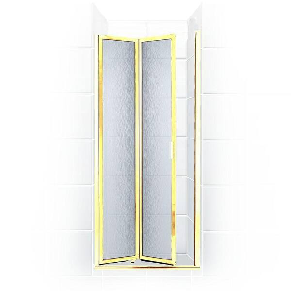 Coastal Shower Doors Paragon Series 23 in. x 66 in. Framed Bi-Fold Double Hinged Shower Door in Gold and Obscure Glass