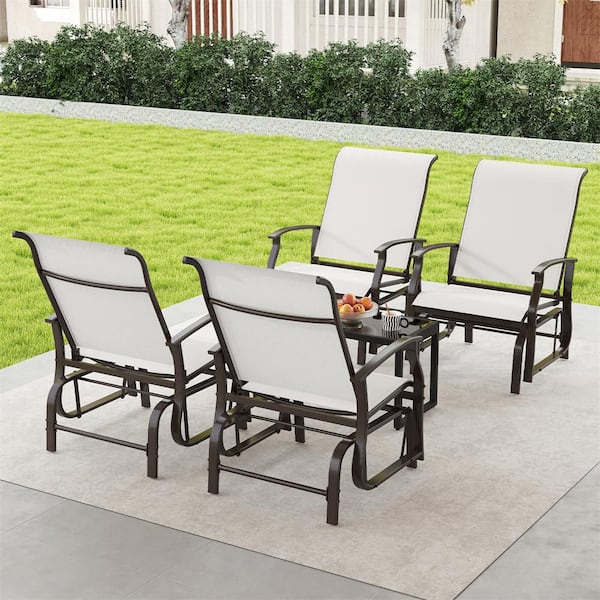 Outside Steel Rocker HONEY JOY Metal Outdoor Glider Chairs Set of 2 Patio Fabric Rockers ...