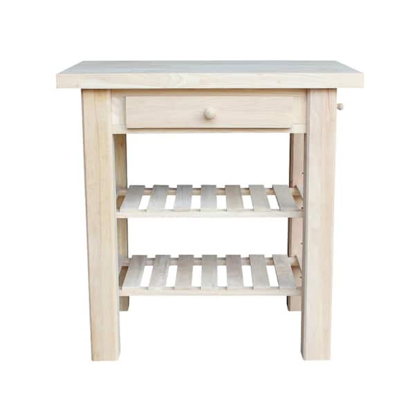 International Concepts Unfinished Kitchen Utility Table with Drawer