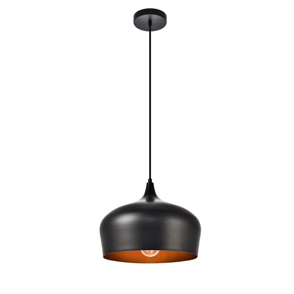 Timeless Home Noa 1-Light Black Pendant with 11.5 in. W x 9.0 in. H Black A