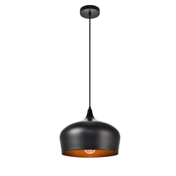 Unbranded Timeless Home Noa 1-Light Black Pendant with 11.5 in. W x 9.0 in. H Black Aluminum Shade