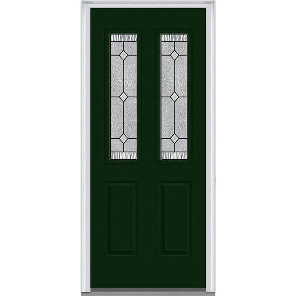 MMI Door 30 in. x 80 in. Carrollton Right-Hand 2-1/2 Lite 2-Panel Classic Painted Steel Prehung Front Door