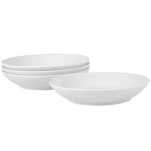 Colorscapes White-on-White Swirl 9.5 in., 35 fl. oz. (White) Porcelain Pasta Bowls, (Set of 4)