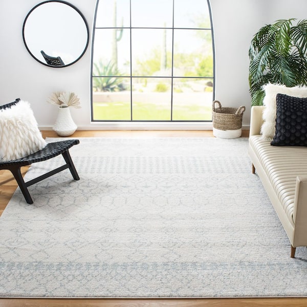 Tulum 10 ft. x 13 ft. Ivory/Light Gray Diamond Tribal Area Rug