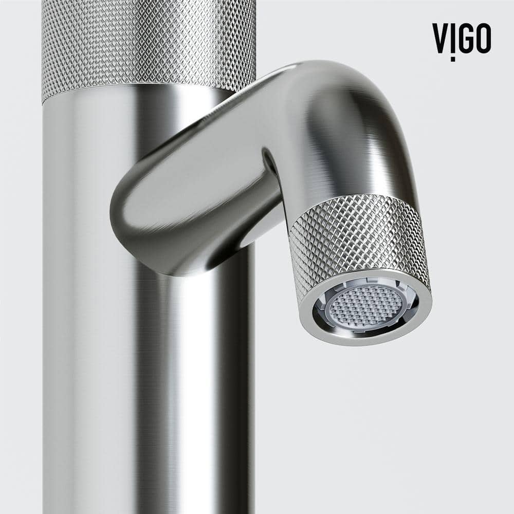 Apollo Brushed Nickel Single Hole Bathroom Faucet with High-Arc Spout