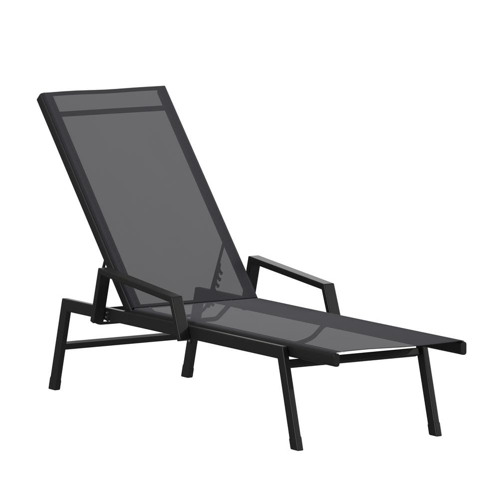 Black Steel Outdoor Lounge Chair in Black price history on PriceWatchPro
