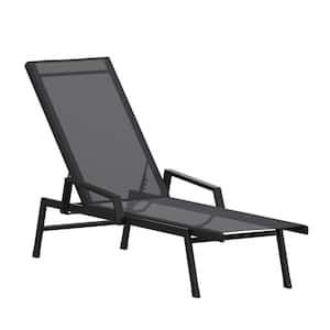 Black Steel Outdoor Lounge Chair in Black