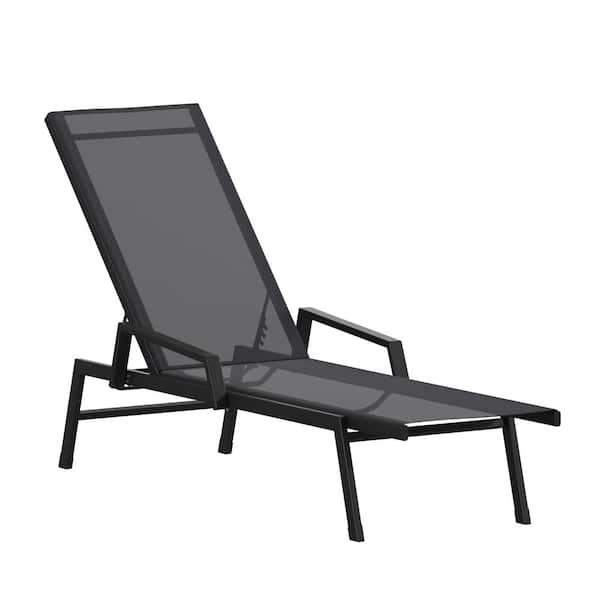 Carnegy Avenue Black Steel Outdoor Lounge Chair in Black