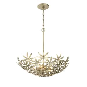 Flower Child 60-Watt 4-Light Ambry Gold Bowl Pendant Light with Metal Shade and No Bulbs Included