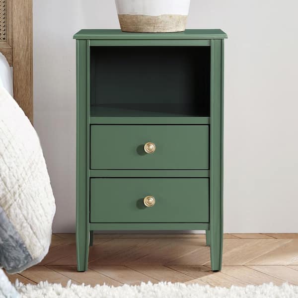 Unbranded Winsley Vintage Green 2-Drawer 17 in. W Nightstand