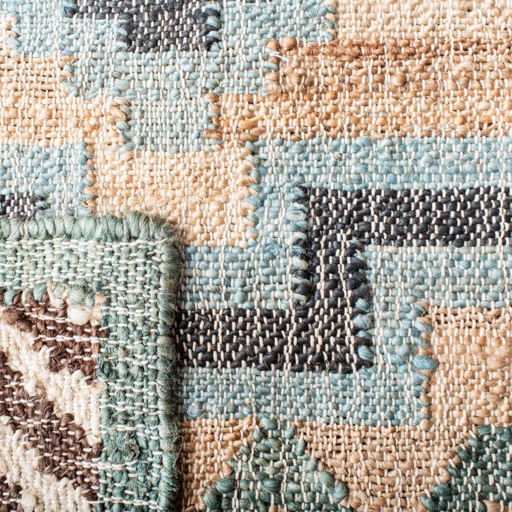 Handmade Blue and Natural Wool Tribal 6' x 9' Area Rug