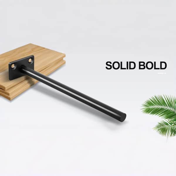 8 in. Solid Steel Floating Shelf Bracket for Floating Wood Shelves, Black (24-Pack)