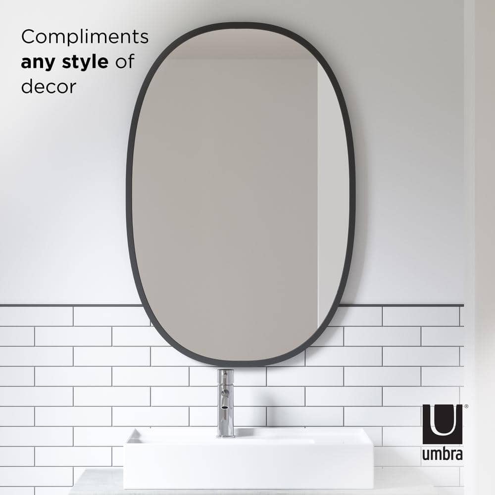 Modern Industrial Hub Oval Wall Mirror with Black Rubber Rim