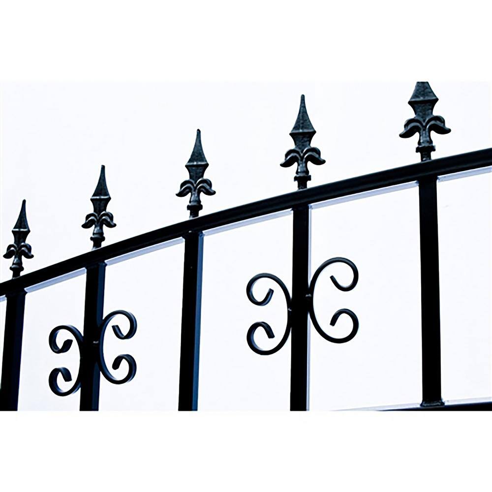 Venice Style Black Steel Dual Driveway Gate with Pedestrian Access