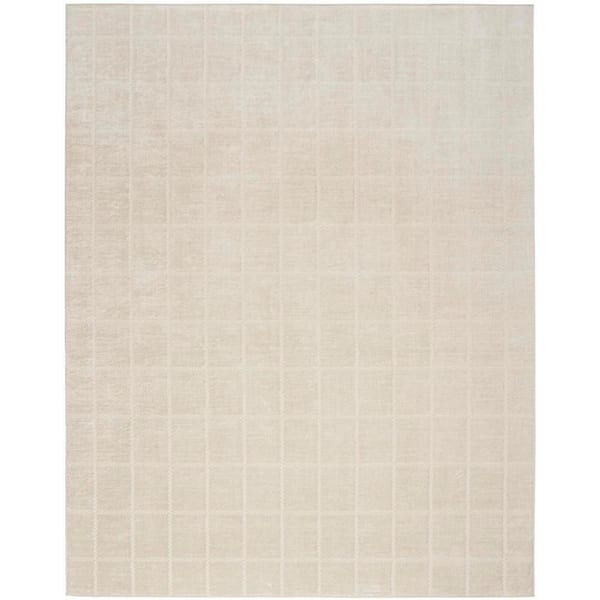 Serenity Home Ivory Cream 8 ft. x 10 ft. Linear Contemporary Area Rug