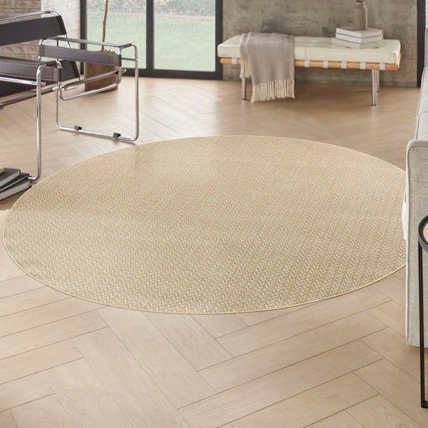 Tulum Cream 8 ft. Round x 8 ft. All-Over Design Contemporary Round Area Rug