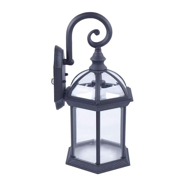 15.75 in. Black Retro Outdoor Hardwired Waterproof Wall Lantern Sconce with Clear Glass Shade, No Bulbs Included