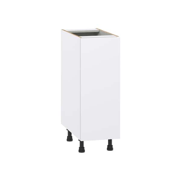 J COLLECTION Timberline 12 in. W x 24 in. D x 34.5 in. H Assembled Slab Full Height Door Base Kitchen Cabinet in Bright White