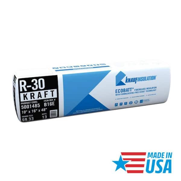 R-30 EcoBatt Kraft Faced Fiberglass Insulation Batt 16 in. x 48 in. x 10 in.