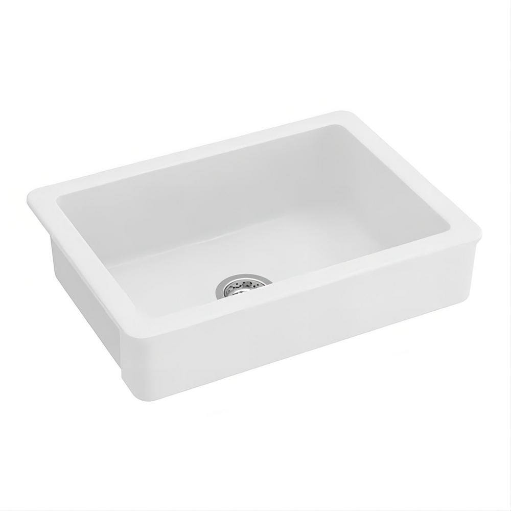 Cleo White Ceramic 30 in. Single Bowl Corner Farmhouse Apron