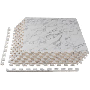 24 in. x 24 in. x 0.4 in. Floor Mat 6PK - 24 sq. ft. Faux Marble