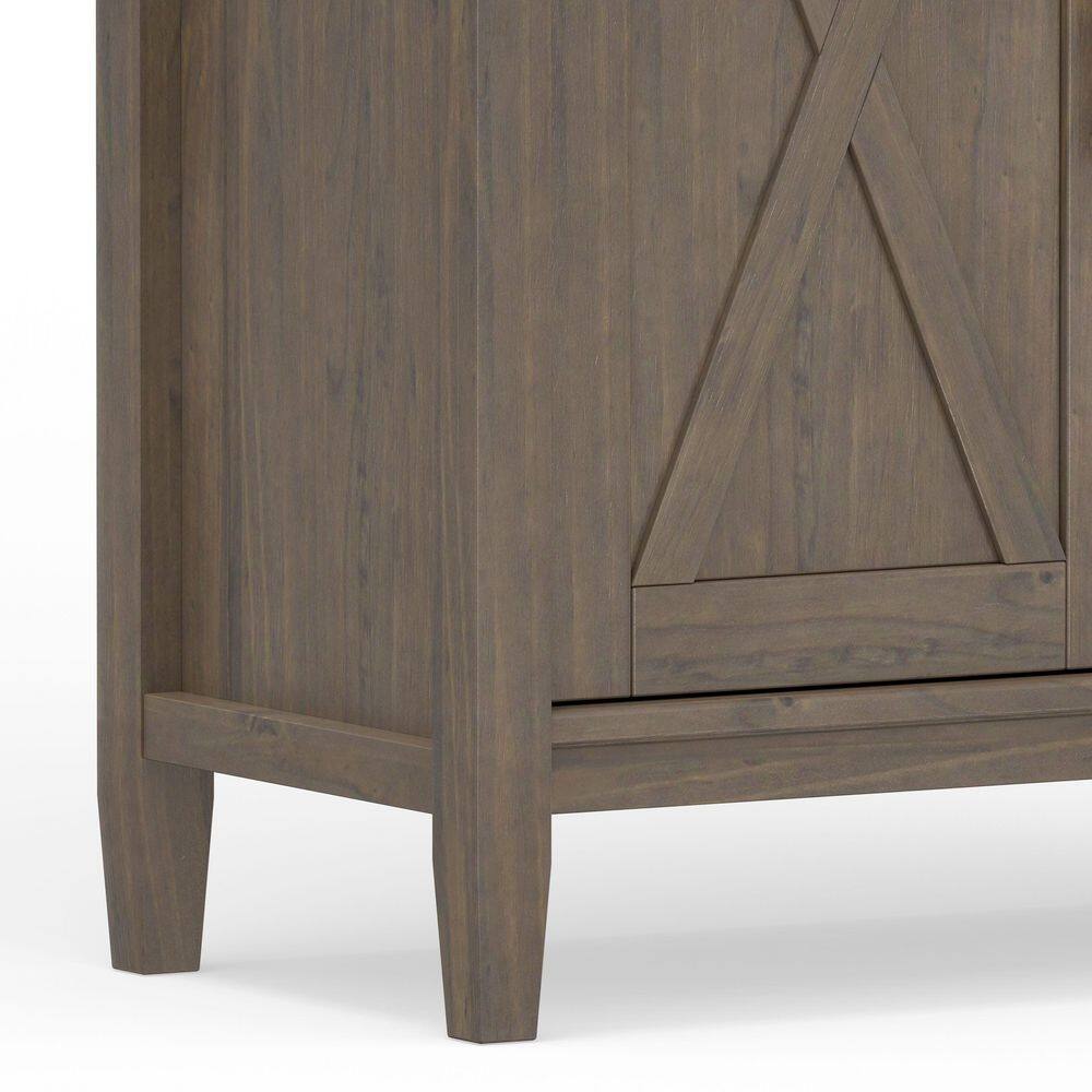Ela Smoky Brown Solid Wood Adjustable Bookcase with Doors