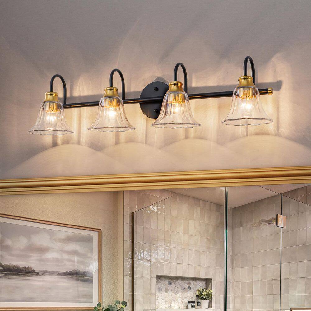 Glowarc 31.1 in. 4-Light Black and Gold Vanity Light for Bathroom price history on PriceWatchPro