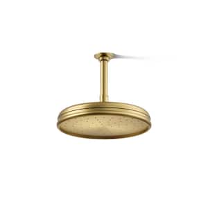 KOHLER 1-Spray Patterns 10. 4375 in. Ceiling Mount Fixed Shower Head in Vibrant Brushed Moderne Brass