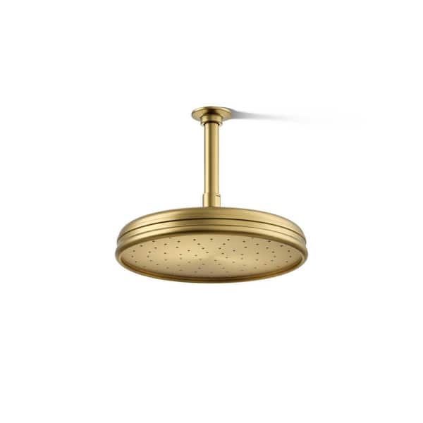 KOHLER 1-Spray Patterns 10. 4375 in. Ceiling Mount Fixed Shower Head in Vibrant Brushed Moderne Brass