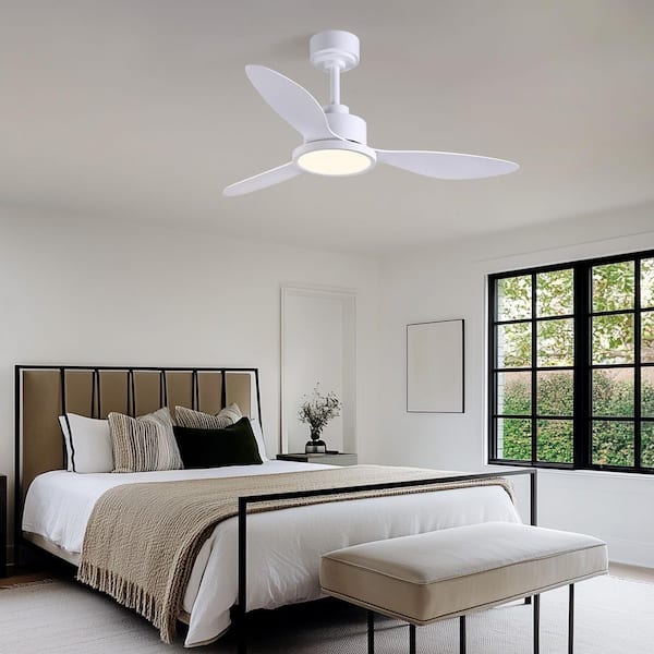 42 in. Smart Indoor Dimmable Integrated LED White 3 Blades Ceiling Fan with Light Kit and Remote Control