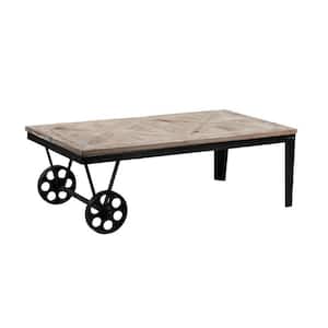 Prescott 46.5 in. Rectangle Wood and Metal Coffee Table - Natural/Black Finish