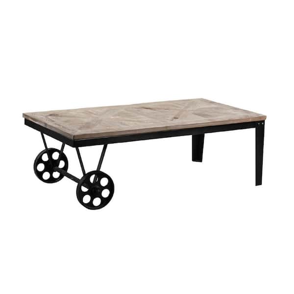 Boraam Prescott 46.5 in. Rectangle Wood and Metal Coffee Table - Natural/Black Finish