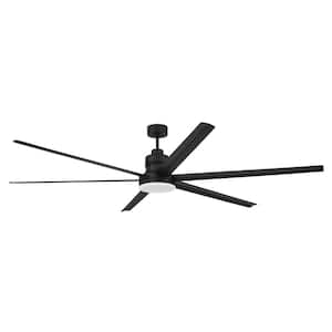 Mondo 80 in. Indoor/Outdoor Flat Black Ceiling Fan Integrated LED Light Smart Wi-Fi Enabled Remote with Voice Activation