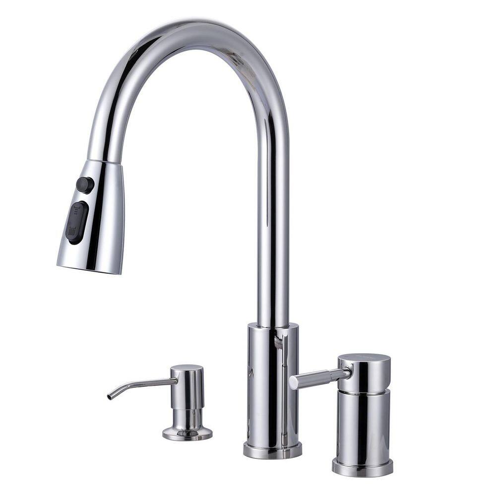 Single Handle Pull Down Sprayer Kitchen Faucet with Soap Dispenser in Polished Chrome price history on PriceWatchPro