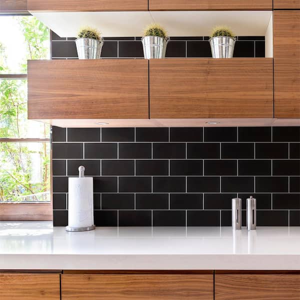 Projectos Black 3-7/8 in. x 7-3/4 in. Ceramic Floor and Wall Tile (11.0 sq. ft./Case)