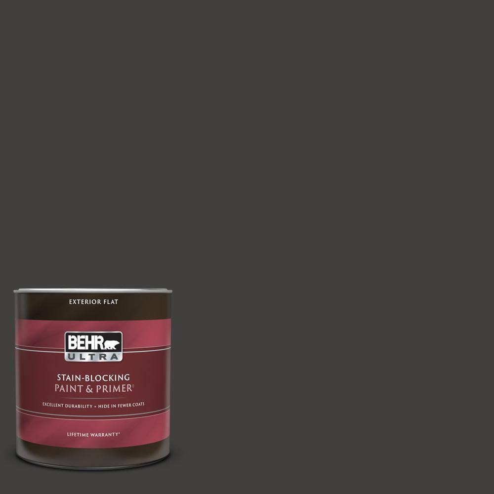BEHR ULTRA 1 qt. N5107 Blackout Flat Exterior Paint & Primer 485304