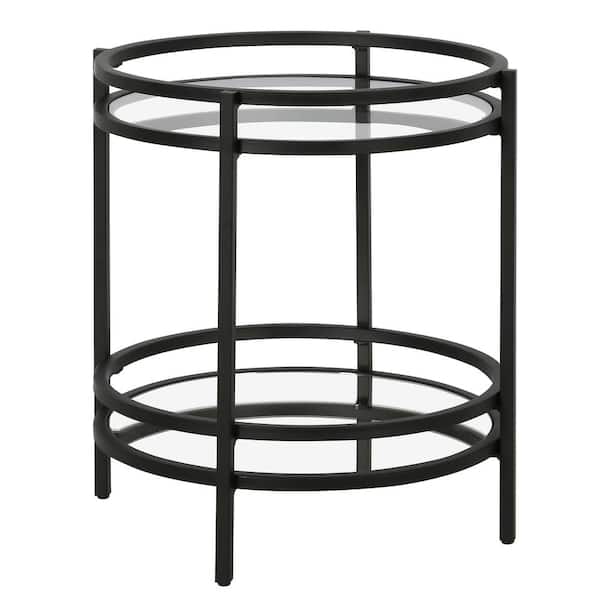 Meyer&Cross Robillard 20 in. Blackened Bronze Round Glass Side Table