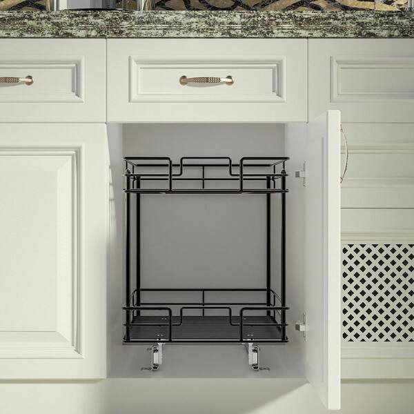 HomLux Pull Out Cabinet Organizer 14-in W x 16.4-in H x 18-in D Black  Unfinished Cabinet Roll-out Tray in the Kitchen Cabinet Accessories  department at